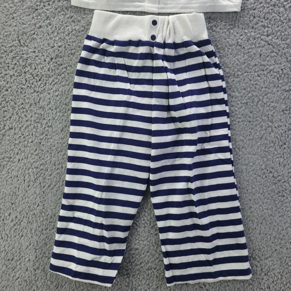 Vintage Buster Brown Kids Sailor Set White Blue Striped 2pc Outfit Size 6 USA